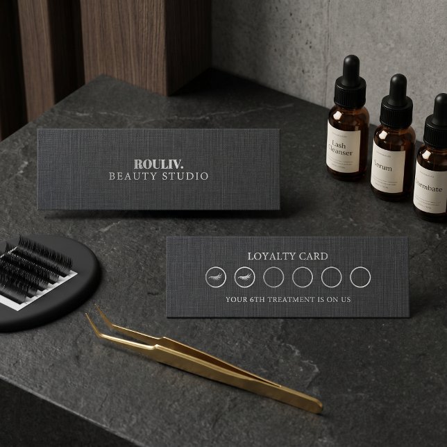 Selo de Fidelidade Círculo de Tecnologia de Cílios (Minimalist Charcoal Lash Tech Loyalty Stamp Circles Reward Skinny
)