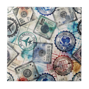 Selo de Passaporte Rústico Padrão de Viagem (2)