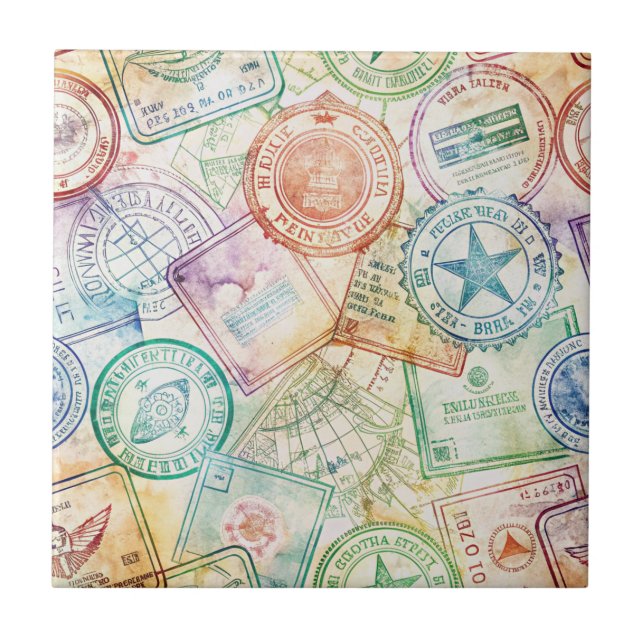 Selo de Passaporte Rústico Padrão de Viagem (3) (Frente)