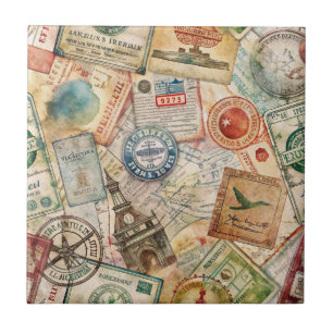 Selo de Passaporte Rústico Padrão de Viagem (5)