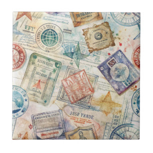 Selo de Passaporte Rústico Padrão de Viagem (7)