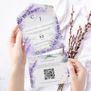 Selo Elegante de Lavanda Rústica e Casamento