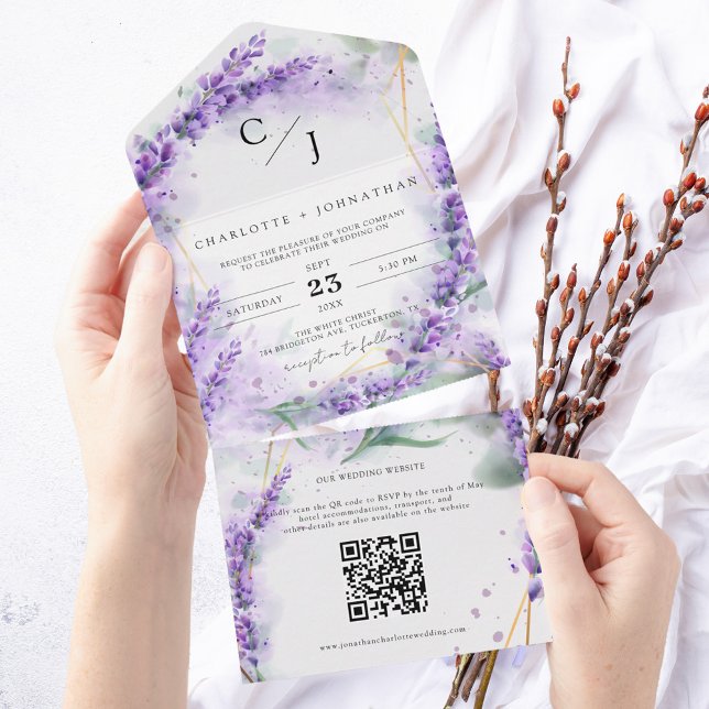 Selo Elegante de Lavanda Rústica e Casamento (Criador carregado)