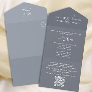 Selo Elegante e Envia Casamento Azul Dusty