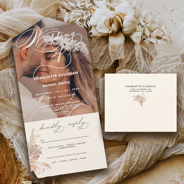 Selo Elegante e Enviar Boho | Casamento De | (Criador carregado)