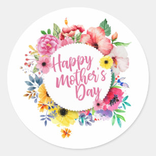 Selo floral da etiqueta do dia das mães feliz