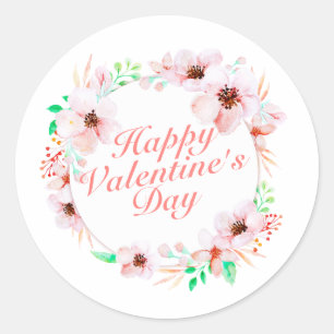 Selo floral da etiqueta do feliz dia dos namorados