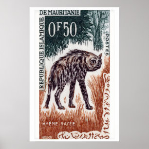 Selo Postal de Hiena Impressão Vintage Mauritânia