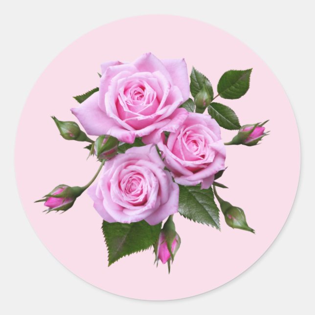 Selos de Envelope com Adesivos Redondos de Rosas C (Frente)