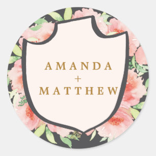 Selos ELEGANTES da etiqueta do CASAMENTO da