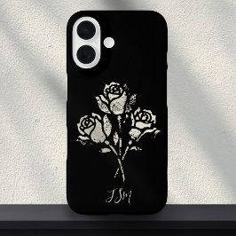 Selos Grunge Preto e Branco Rosas Iniciais
