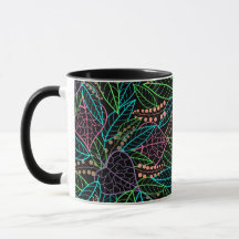 selva colorida de folhas caneca