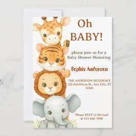 Selva Neutra do Convite ao Chá de fraldas Safari