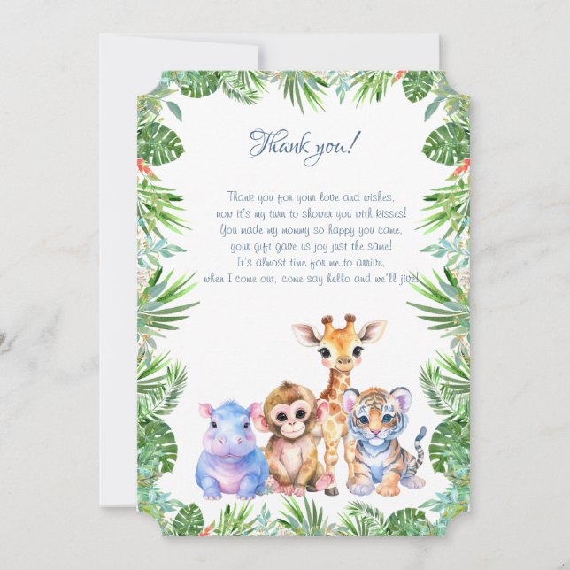 Selva Tropical Animais bebês Obrigado (Frente)