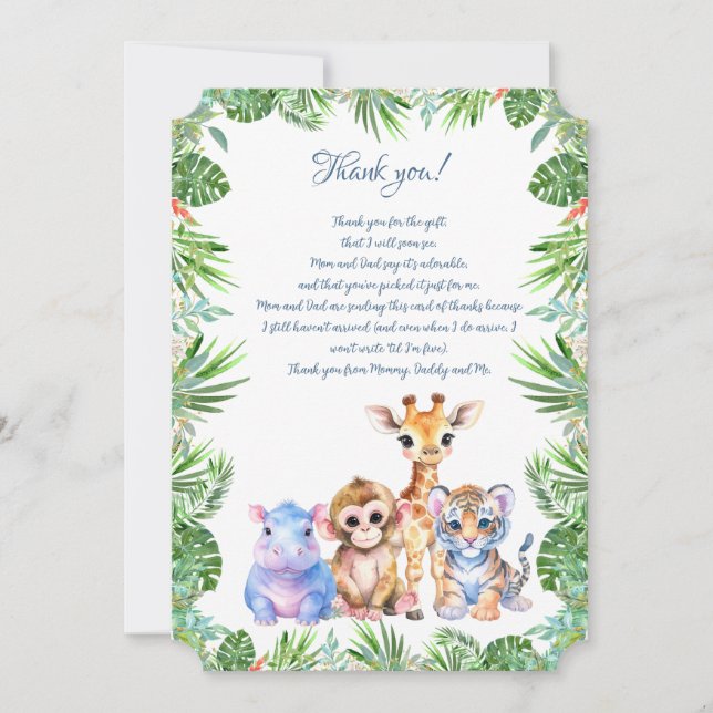 Selva Tropical Animais bebês Obrigado (Frente)