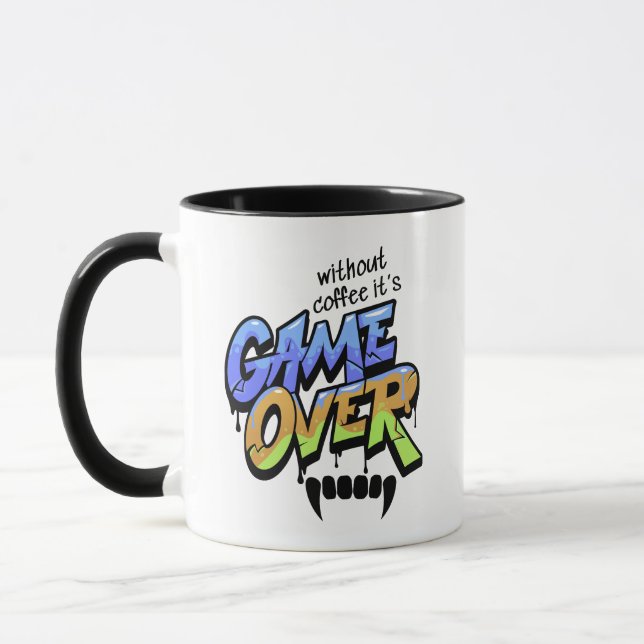 Sem Café É Game Over – Caneca Estilo Grafite (Esquerda)