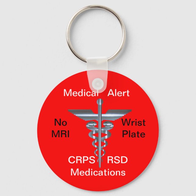 Sem Chaveiro de Alerta Médico de MRI CRPS/RSD (Frente)