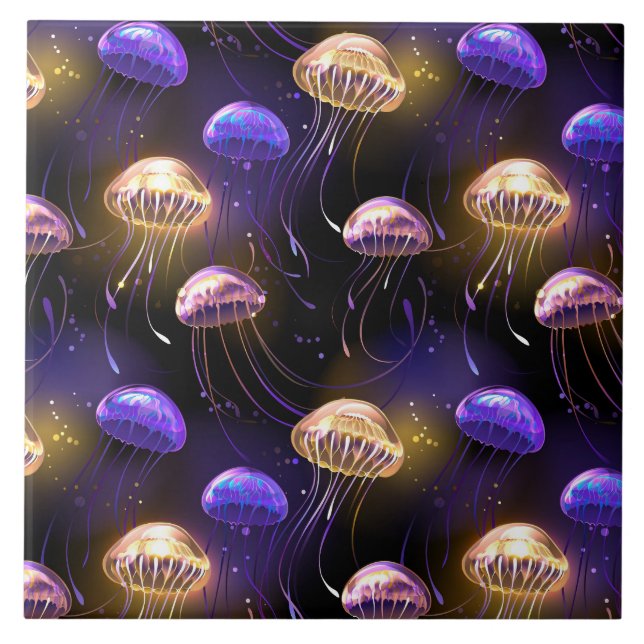 Sem costura com águas-vivas brilhantes (Frente)