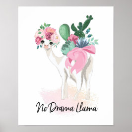 Sem Drama Llama poster floral