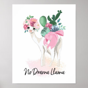 Sem Drama Llama poster floral