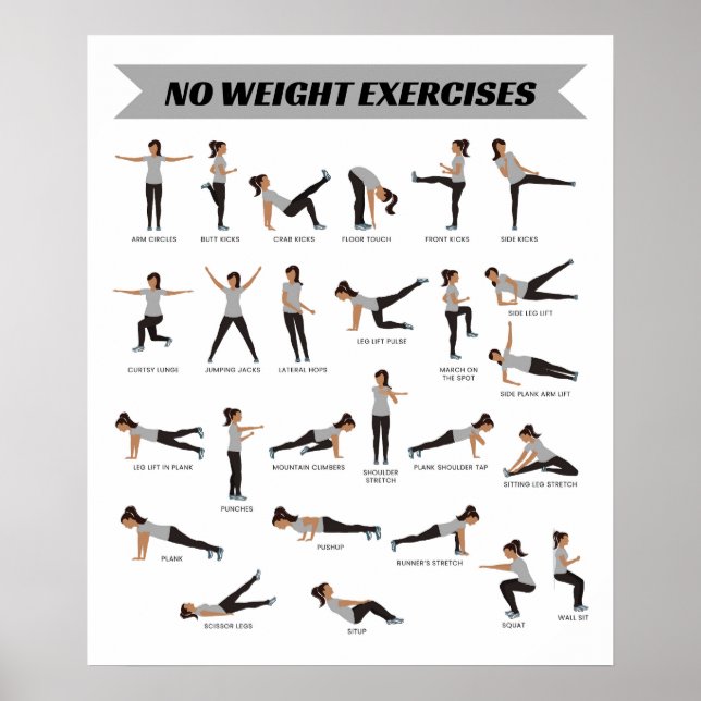 Sem Exercícios De Peso Poster - Cinza (Frente)