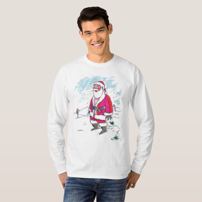 Sem Ho-Ho, homens camisa de manga branca e longa (Frente Completa)