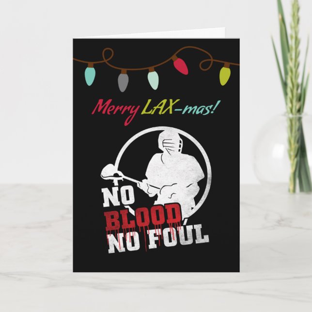 Sem Sangue Sem Cartão De Natal De Lacrosse Foul (Frente)