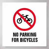 Sem sinal de poster de bicicletas de estacionament