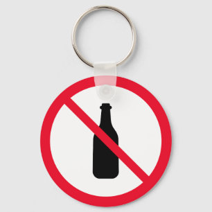 Sem Sinal Proibido de Álcool   Chaveiro de círculo