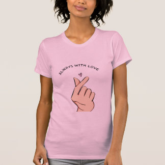 Sempre Com Amor Dedo Coração Fofo Camiseta Estétic