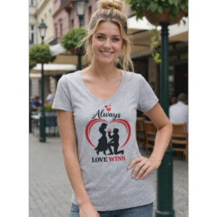 Sempre o Amor Vence Camiseta Feminina Decote V
