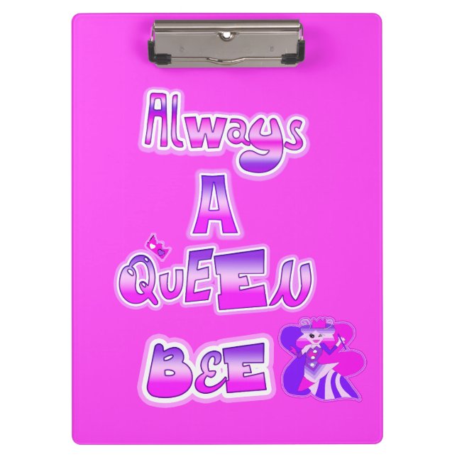 Sempre uma prancheta rosa quente de abelha rainha (Frente)