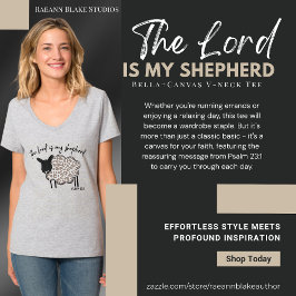 "Senhor é Meu Pastor" Camiseta com decote em V