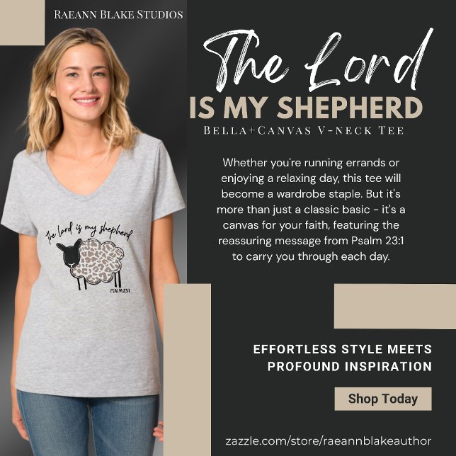 "Senhor é Meu Pastor" Camiseta com decote em V (Criador carregado)
