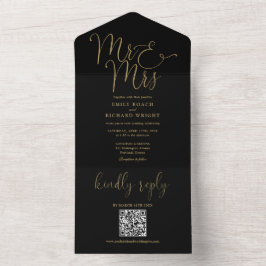 Senhor e Senhora Moderno Código QR Casamento Preto