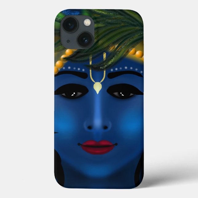 Senhor Krishna azul atraente - arte Hare Krishna (Verso)