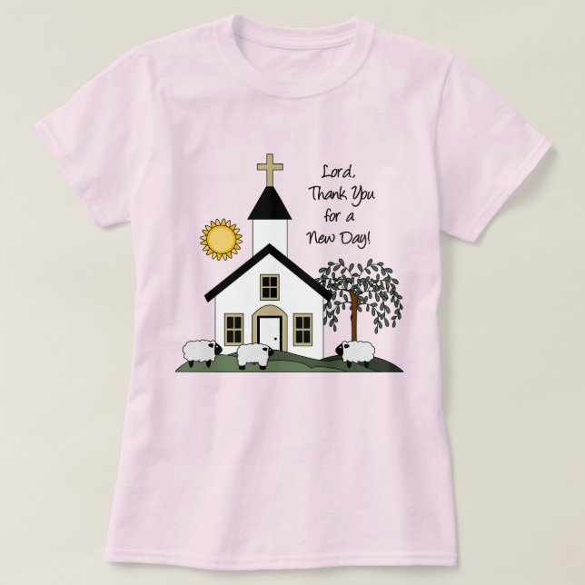 Senhor, obrigado por um novo dia de camiseta femin (Frente do Design)