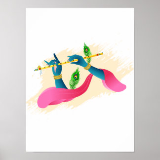 Senhor poster Krishna, jogando bansuri
