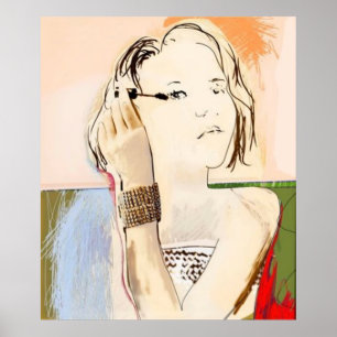 Senhora aplicando rímel - Poster