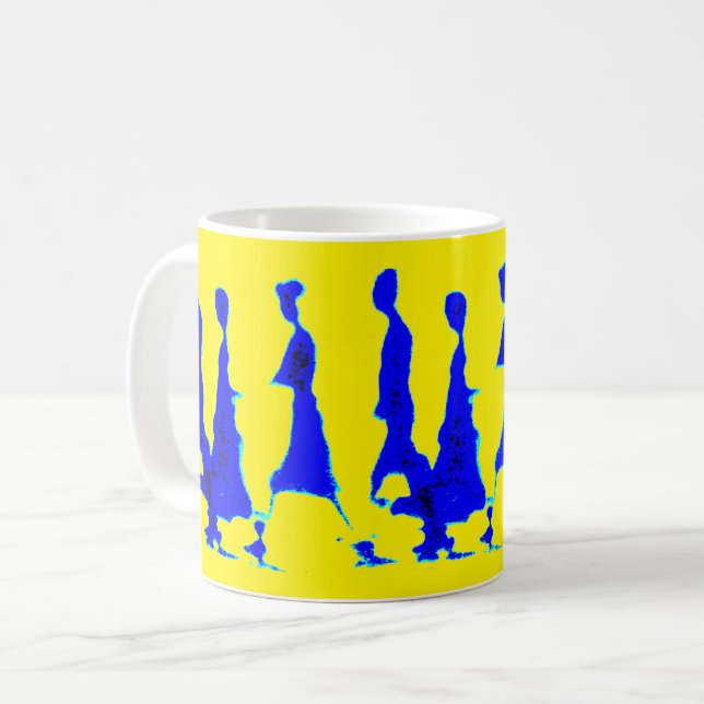 Senhora azul e amarela Caneca (Frente Esquerda)