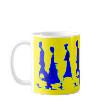 Senhora azul e amarela Caneca