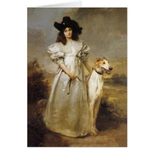Senhora Borzoi Cartão do Victorian