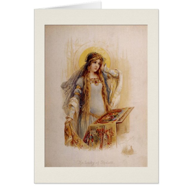 "Senhora cartão medieval de Shalott" (Frente)