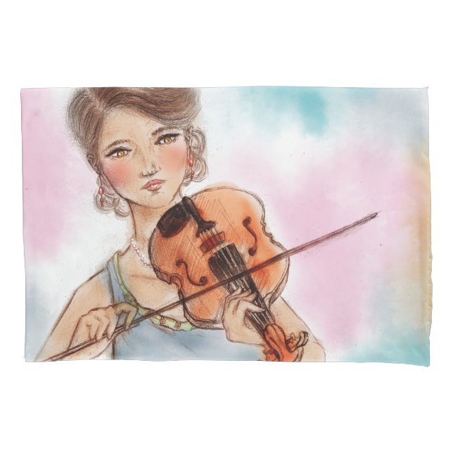Senhora Clássica Jogando Violino, Elegante Arte Vi (Frente)