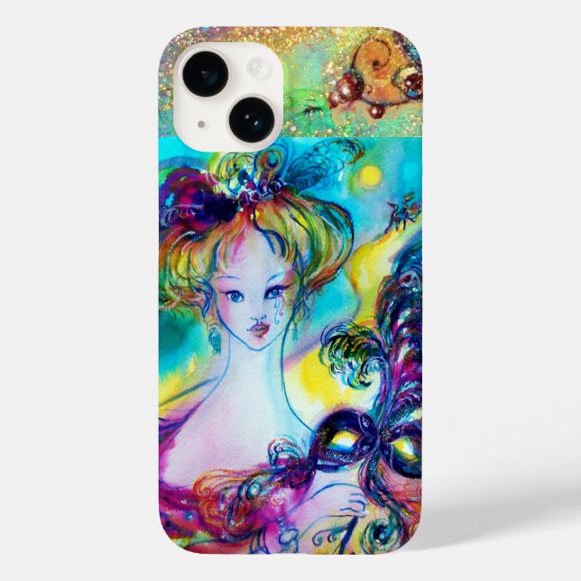 SENHORA COM PENA MÁSCARA Veneza Mascarada NOITE (Verso)