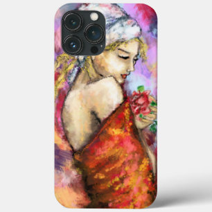 Senhora com Rosa - Pintura Original da Mulher Abst