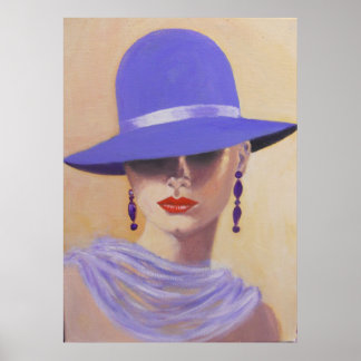 SENHORA COM UM CHAPÉU AZUL, POSTER