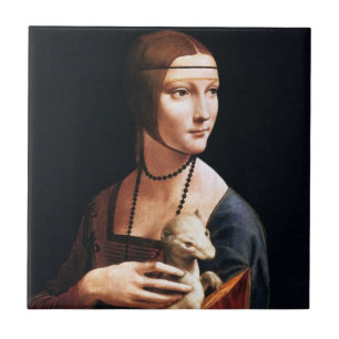 Senhora de Leonardo da Vinci com um azulejo do