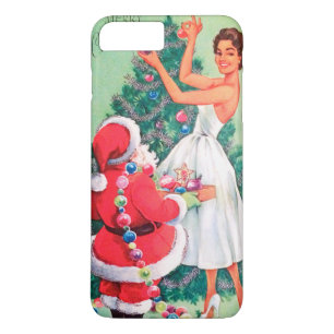 Senhora do natal vintage e capa de telefone do