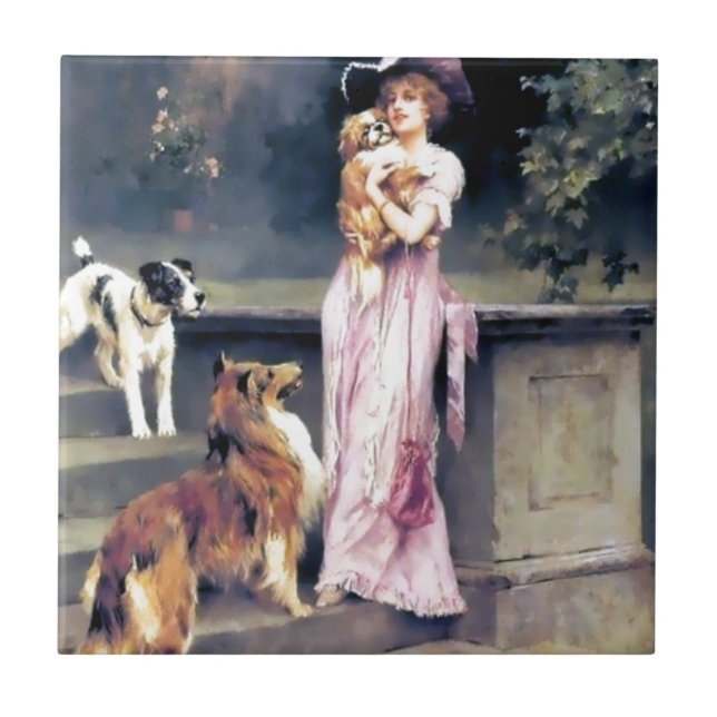 Senhora do Victorian com animais de estimação do (Frente)